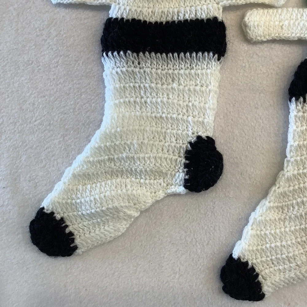 Set Of 2 Snowman Christmas‎ Stockings Handmade Crocheted Holiday